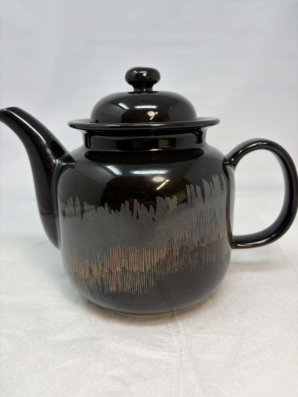 Vintage Arabia Finland Aurora Borealis Black Ceramic Teapot by Inkeri Leivo